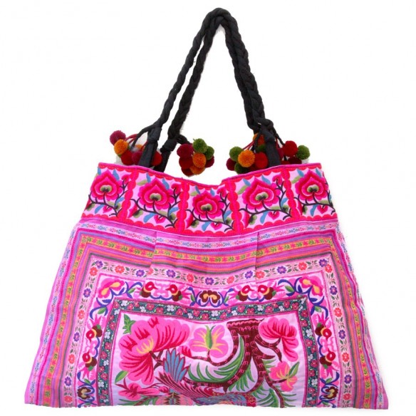 Sac bohème rose - EMBROIDERED BAGS - Tortue de Mer
