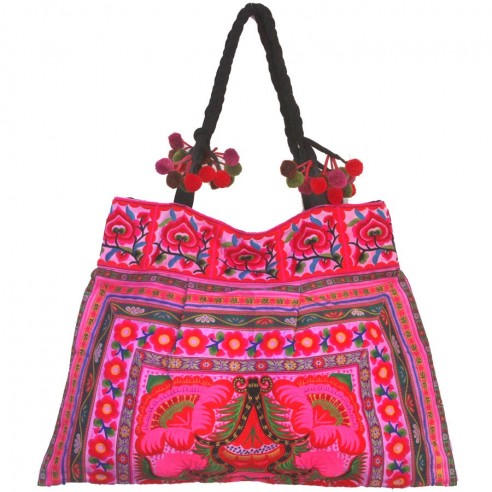 Sac bohème rose - EMBROIDERED BAGS - Tortue de Mer