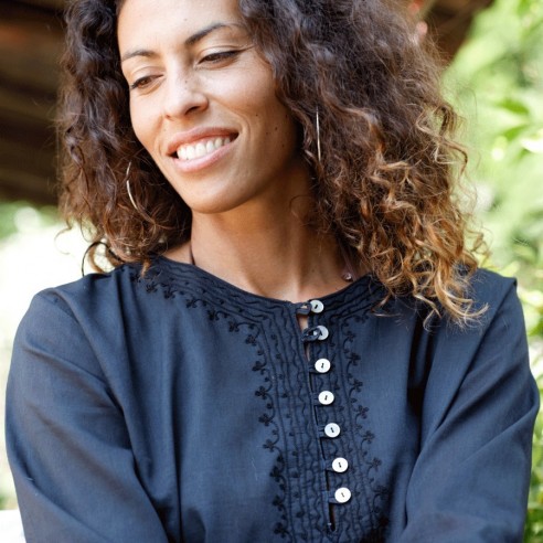 Tunique de plage noir - Beach kaftan - Tortue de Mer