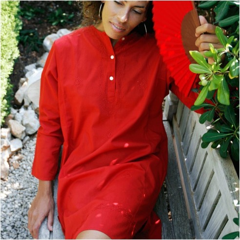 Tunique indienne rouge - Bohemian tunics - Tortue de Mer