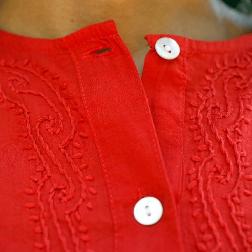 Tunique indienne rouge - Bohemian tunics - Tortue de Mer