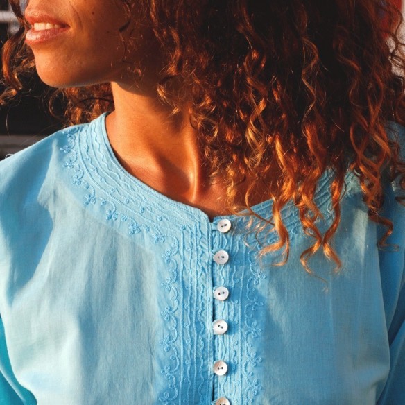 Tunique de plage turquoise clair - KAFTANS & TUNICS - Tortue de Mer