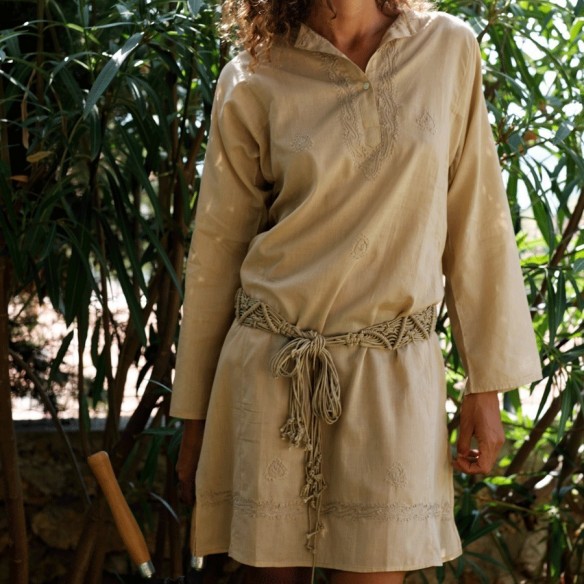 Tunique indienne beige - Bohemian tunics - Tortue de Mer