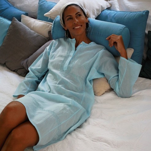 Tunique indienne turquoise clair - Bohemian tunics - Tortue de Mer