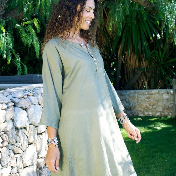 Tunique de plage kaki - Beach kaftan - Tortue de Mer