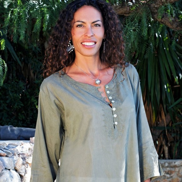 Tunique de plage kaki - Beach kaftan - Tortue de Mer