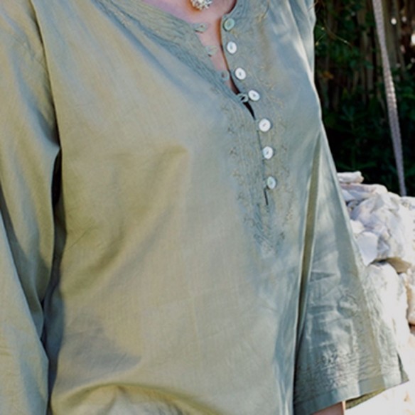 Tunique de plage kaki - Beach kaftan - Tortue de Mer