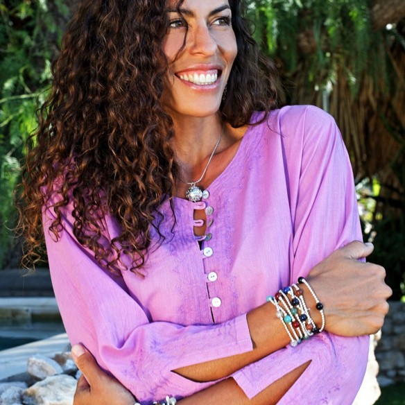 Tunique plage orchidée - Beach kaftan - Tortue de Mer