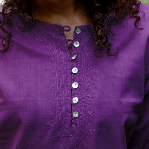 Tunique plage aubergine - Beach kaftan - Tortue de Mer