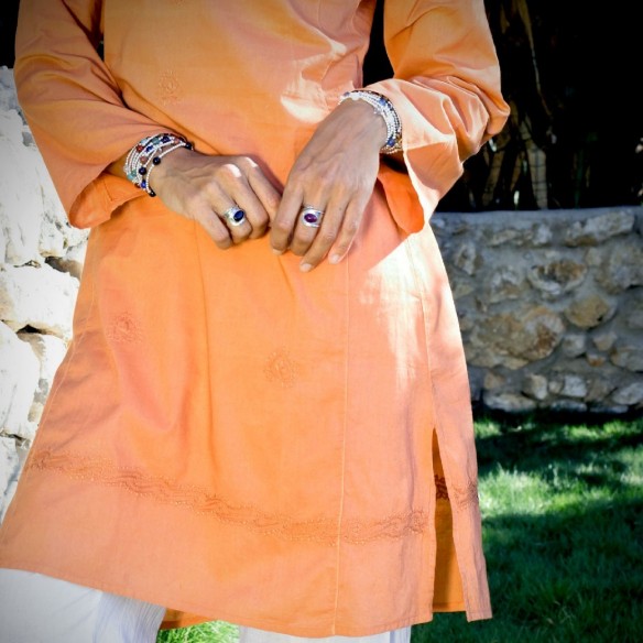 Tunique indienne safran - Bohemian tunics - Tortue de Mer