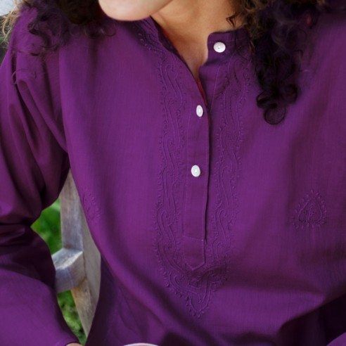 Tunique indienne aubergine - Bohemian tunics - Tortue de Mer