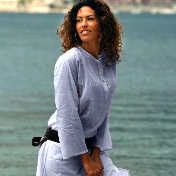 Tunique indienne bleu lavande - Bohemian tunics - Tortue de Mer