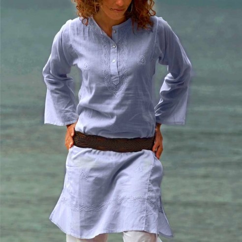Tunique indienne bleu lavande - Bohemian tunics - Tortue de Mer