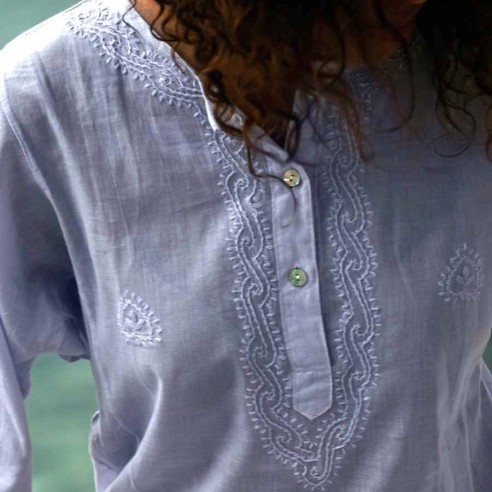 Tunique indienne bleu lavande - Bohemian tunics - Tortue de Mer