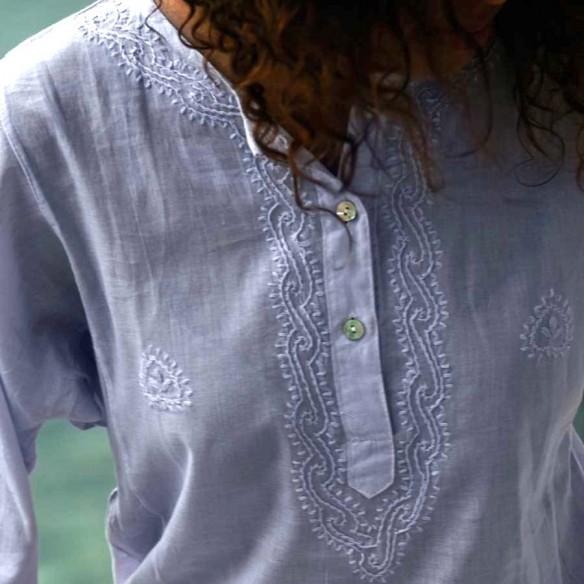 Tunique indienne bleu lavande - Bohemian tunics - Tortue de Mer