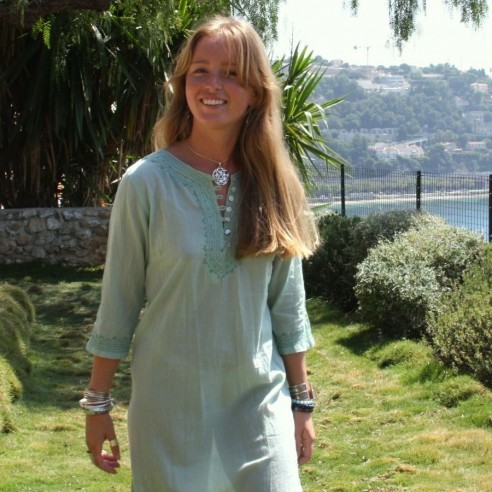 Tunique plage vert amande - Beach kaftan - Tortue de Mer