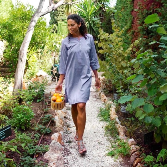 Tunique plage bleu gris - Beach kaftan - Tortue de Mer