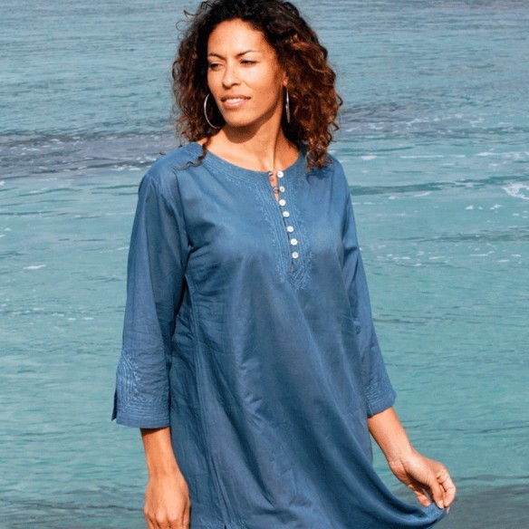 Tunique de plage vert foncé - Beach kaftan - Tortue de Mer