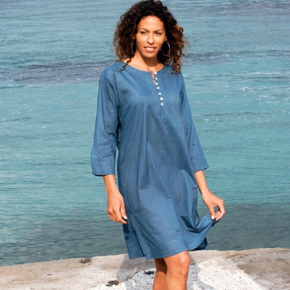 Tunique de plage vert foncé - Beach kaftan - Tortue de Mer