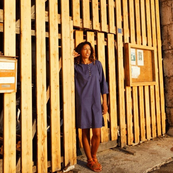 Tunique plage bleu foncé - Beach kaftan - Tortue de Mer