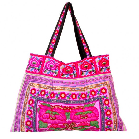 Sac bohème rose - EMBROIDERED BAGS - Tortue de Mer