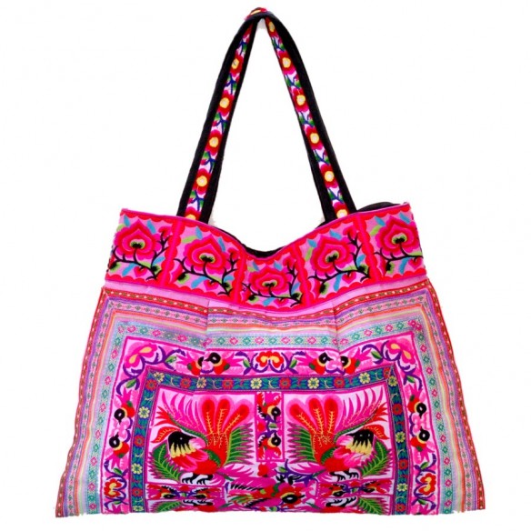 Sac bohème rose - EMBROIDERED BAGS - Tortue de Mer