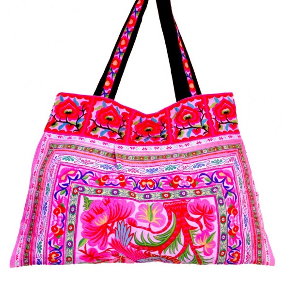 Sac bohème rose - EMBROIDERED BAGS - Tortue de Mer