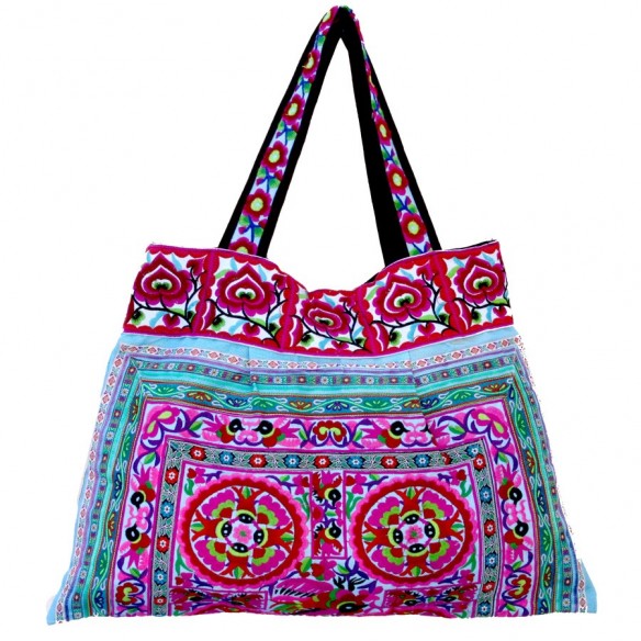 Sac bohème bleu - SACS BRODÉS - Tortue de Mer