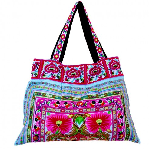 Sac bohème bleu - SACS BRODÉS - Tortue de Mer