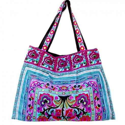 Sac bohème bleu - SACS BRODÉS - Tortue de Mer