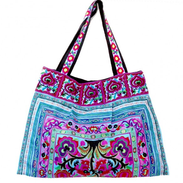 Sac bohème bleu - SACS BRODÉS - Tortue de Mer