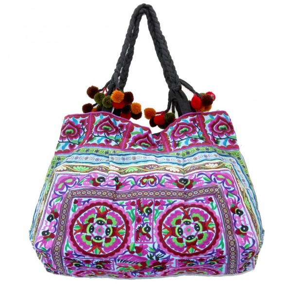 Sac brodé ethnique bleu - EMBROIDERED BAGS - Tortue de Mer