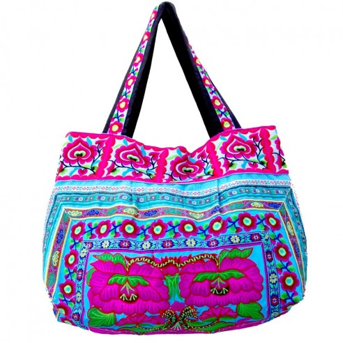 Sac ethnique tribal bleu - SACS BRODÉS - Tortue de Mer