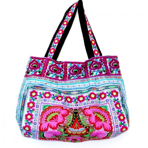 Sac brodé ethnique bleu - EMBROIDERED BAGS - Tortue de Mer