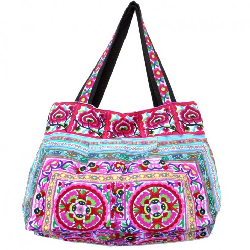 Sac brodé ethnique bleu - EMBROIDERED BAGS - Tortue de Mer