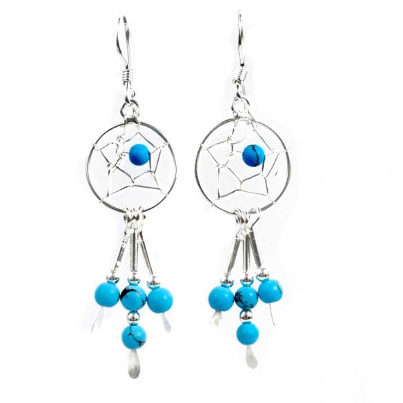 Boucles d'oreilles capteurs de rêves en argent 925 - Earrings - Tortue de Mer