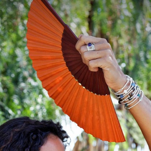 Eventail soie orange - EVENTAILS - Tortue de Mer