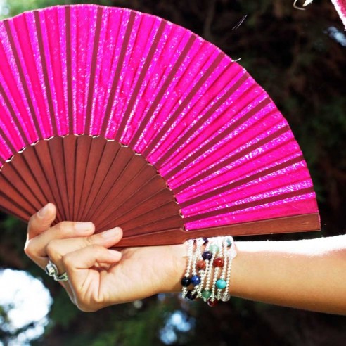 Eventail soie fuchsia - EVENTAILS - Tortue de Mer