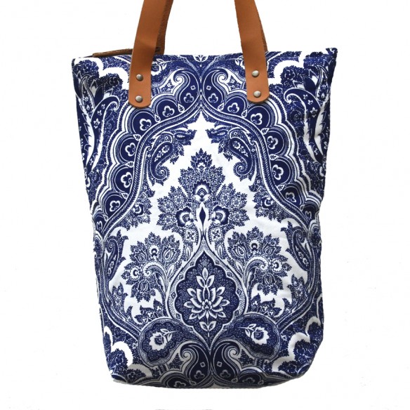 Sac toile de Jouy bleu - ACCESSORIES - Tortue de Mer