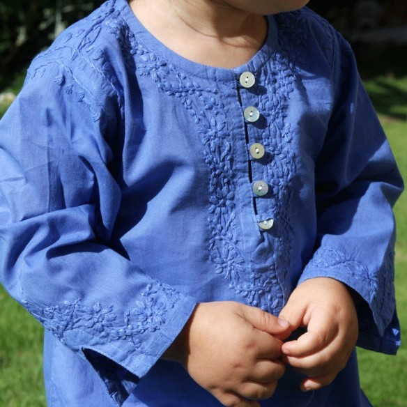 Tunique longue brodée pour bébé - TUNIQUES - Tortue de Mer