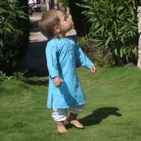 Tunique longue brodée pour bébé - TUNIQUES - Tortue de Mer