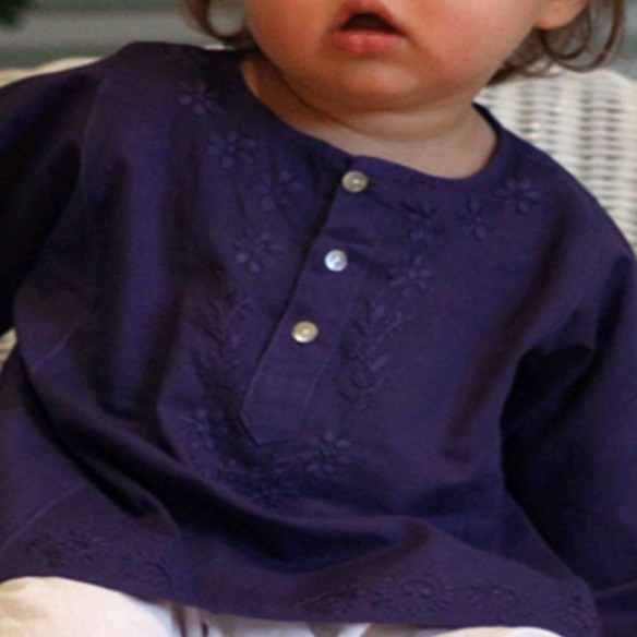 Flower embroidered kaftan - KAFTANS & TUNICS - Tortue de Mer