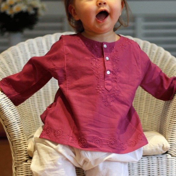 Flower embroidered kaftan - KAFTANS & TUNICS - Tortue de Mer