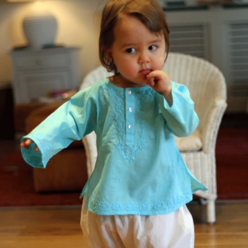 Flower embroidered kaftan - KAFTANS & TUNICS - Tortue de Mer