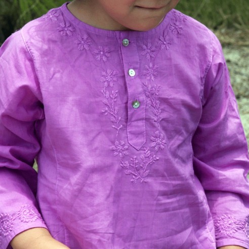 Tunique enfant broderies fleurs - TUNIQUES - Tortue de Mer