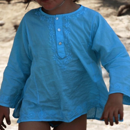 Tunique enfant broderies fleurs - TUNIQUES - Tortue de Mer