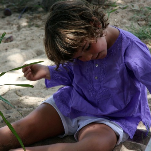 Flower embroidered kaftan - KAFTANS & TUNICS - Tortue de Mer