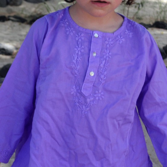 Flower embroidered kaftan - KAFTANS & TUNICS - Tortue de Mer