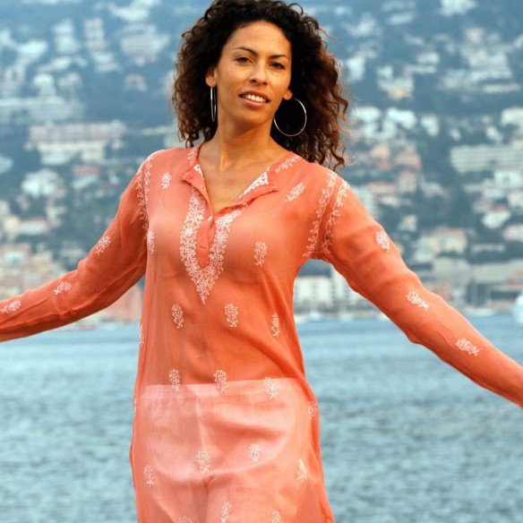 Silk crepe kaftan - KAFTANS & TUNICS - Tortue de Mer