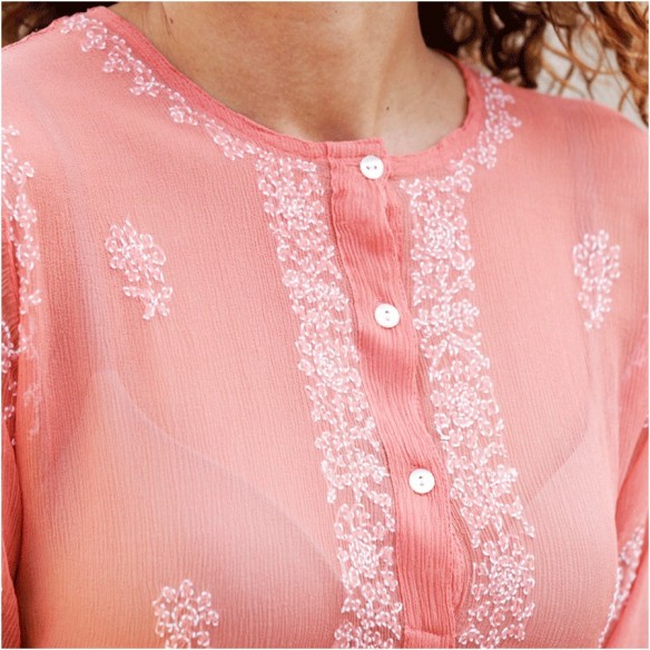 Silk crepe kaftan - KAFTANS & TUNICS - Tortue de Mer